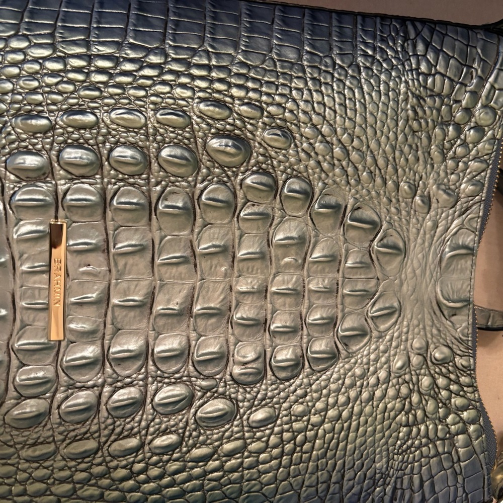 Brahmin Green Croc-Embossed Crossbody Bag